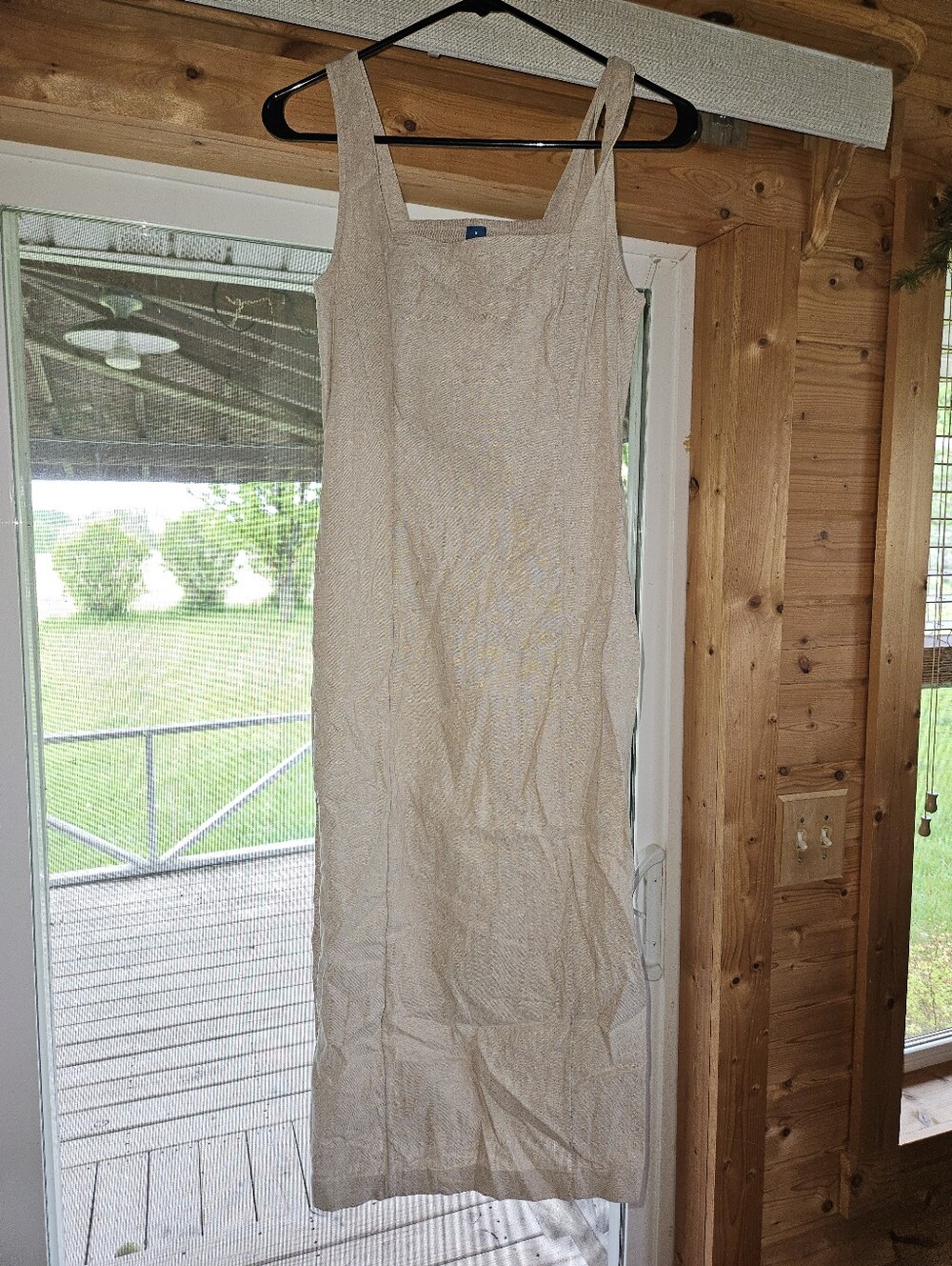 Old Navy Beige Textured Midi Dress